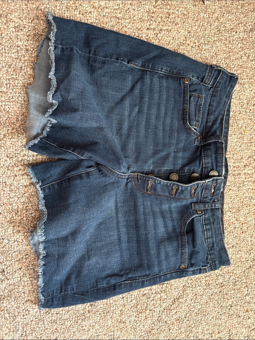 Women's Dark Blue Denim Button-Front Shorts